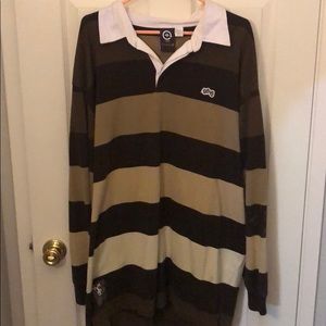 LRG POLO LONG SLEEVE BROWN KHAKI STRIPES